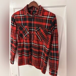 Obey Flannel Men’s Shirt, Size Small, Red/Black/White Stripe Pattern